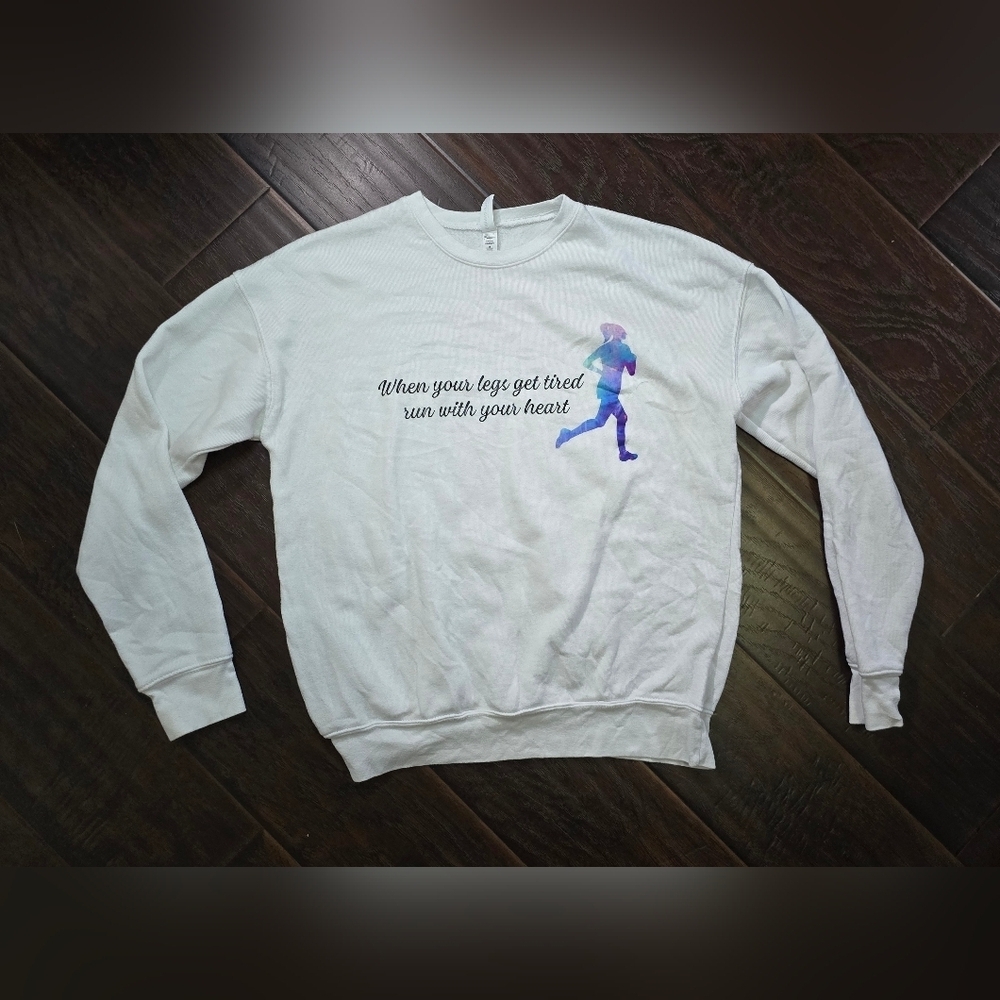 Bella Canvas Womens Fleece Sweatshirt Run Phrase Medium